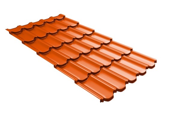 Металлочерепица квинта плюс с 3D резом 0,45 PE RAL 2004 оранжевый купить в Кашире