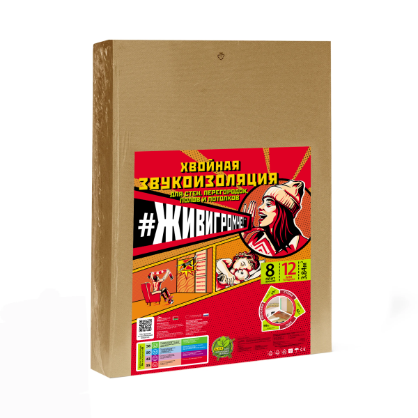 Хвойная звукоизоляция под гипсокартон #ЖИВИГРОМЧЕ! 800х600х12 мм (3,84м2) купить в Кашире