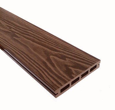 Террасная доска из ДПК Terrapol Смарт 3D Пустотелая с пазом Орех Милано