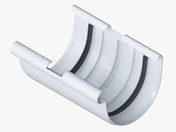 Водосток Альта-Профиль ПВХ – Соединитель желоба (белый) купить в Кашире