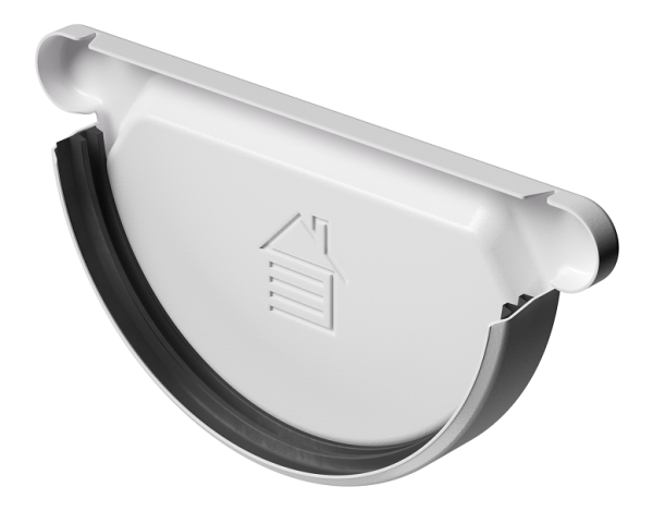 Заглушка желоба D125 Döcke STAL PREMIUM Пломбир, (RAL 9010) купить в Кашире