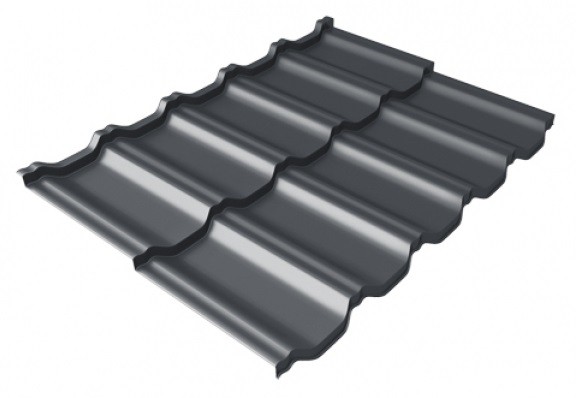 Металлочерепица модульная Квинта Uno Grand Line c 3D резом 0,5 Satin Мatt RAL 7024 мокрый асфальт купить в Кашире