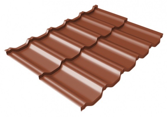 Металлочерепица модульная Квинта Uno Grand Line c 3D резом 0,5 Satin Мatt RAL 8004 терракота купить в Кашире