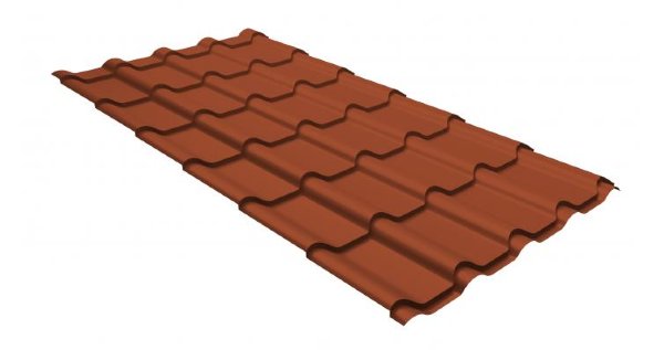 Металлочерепица камея GL 0,5 GreenCoat Pural RR 750 кирпично-красный (RAL 8004 терракота) купить в Кашире