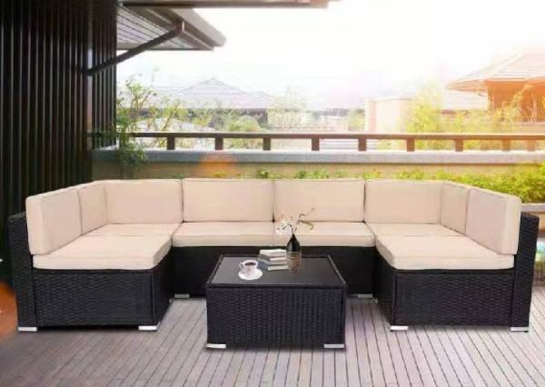 Диван-Трансформер AFINA модульный плетеный из иск. ротанга YR822_Black/Beige купить в Кашире