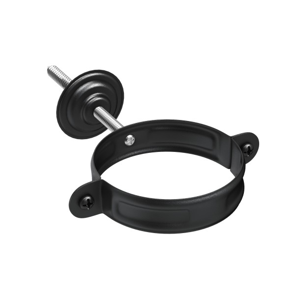 Водосток Aquasistem, система 125x90 - Комплект крепления трубы RAL 9005 Чёрный купить в Кашире