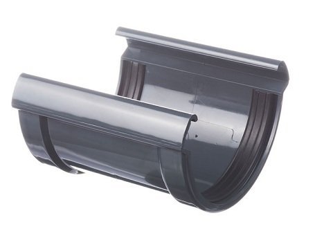 Соединитель желоба Docke Lux ПВХ - Графит купить в Кашире