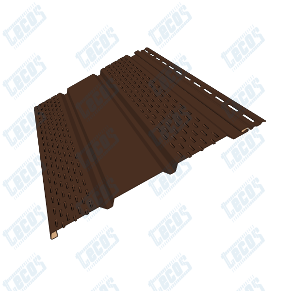 Софит к сайдингу ПЕРФОРАЦИЯ ПО БОКАМ TECOS ТЁМНЫЙ-КАШТАН купить в Кашире